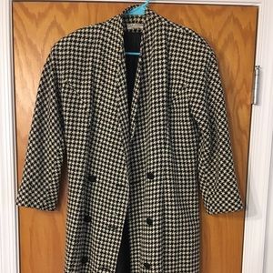 Calvin Klein Houndstooth double breasted coat.